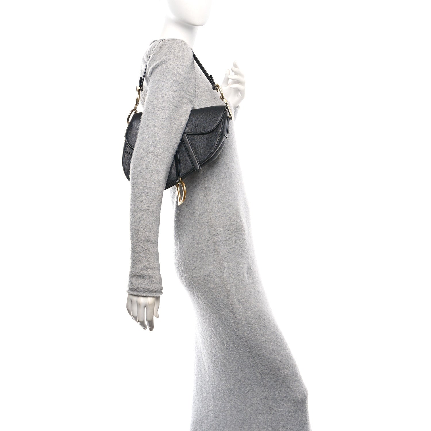 Christian Dior Grained Calfskin Saddle Bag Black 2 of 10