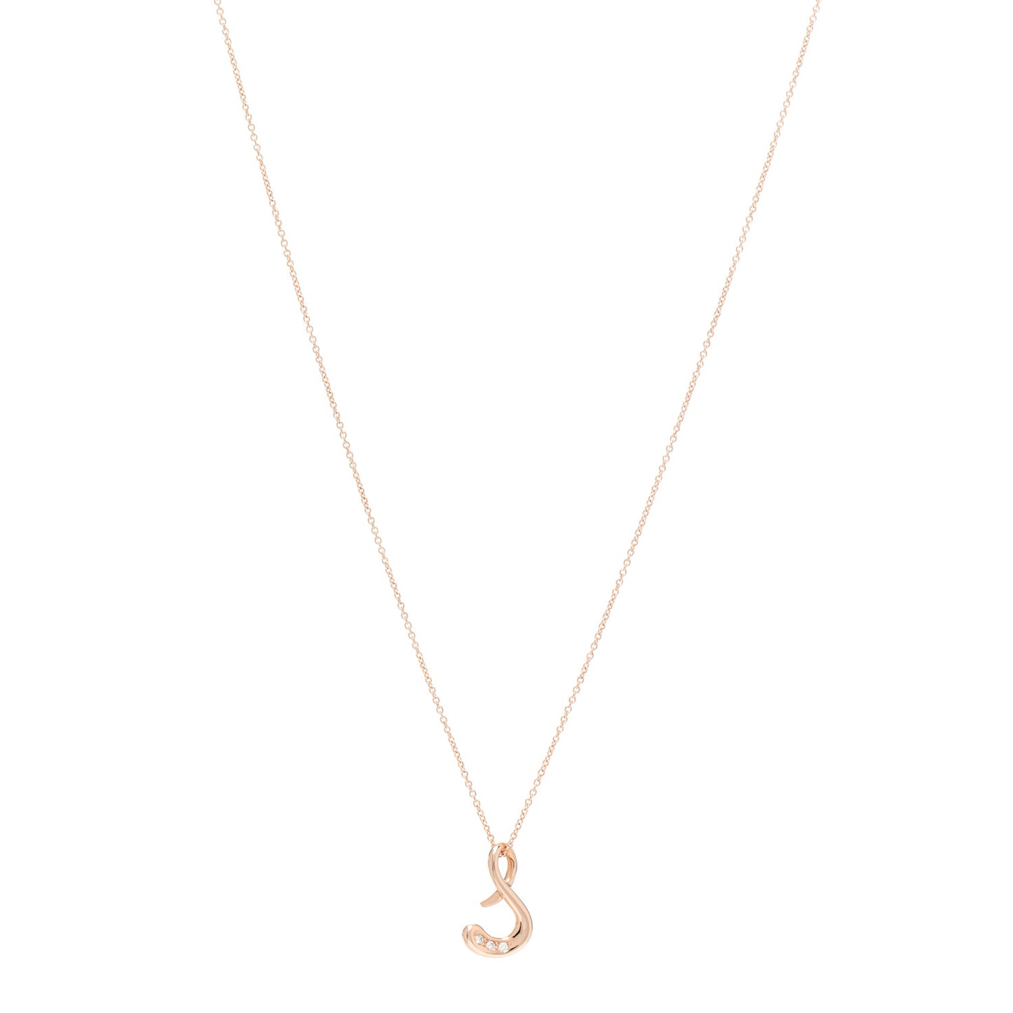 18K Rose Gold Diamond Elsa Peretti Letter S Pendant Necklace