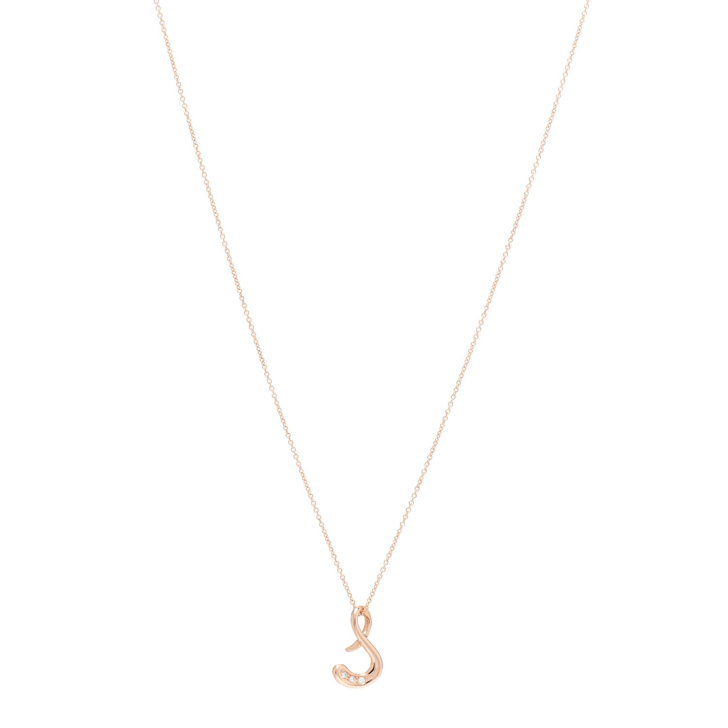 Tiffany 18K Rose Gold Diamond Elsa Peretti Letter S Pendant Necklace 1 of 6