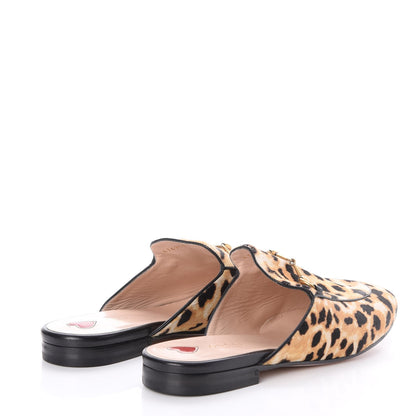 Gucci Calf Hair Leopard Print Womens Princetown Slippers 39.5 Naturale Black 3 of 8