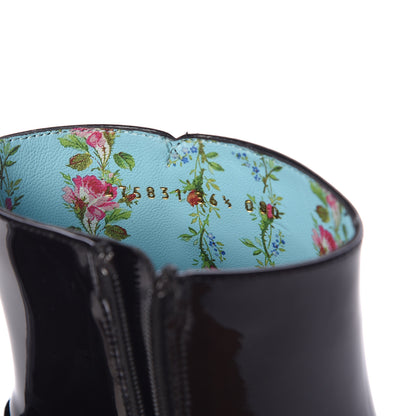 Gucci Patent Calfskin GG Lois Bee Ankle Booties 36.5 Black 7 of 8