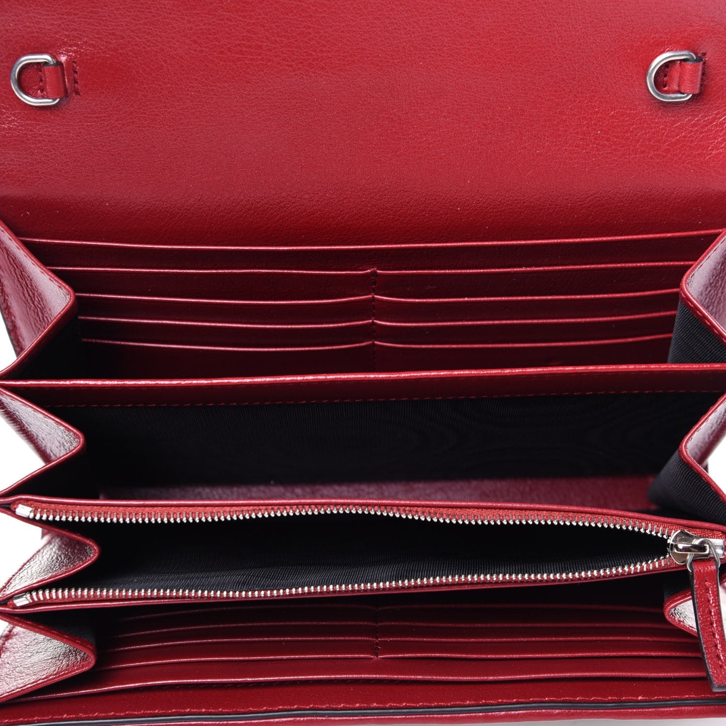 Tweed GG Monogram Mini Dionysus Chain Wallet White Black Romantic Cherry