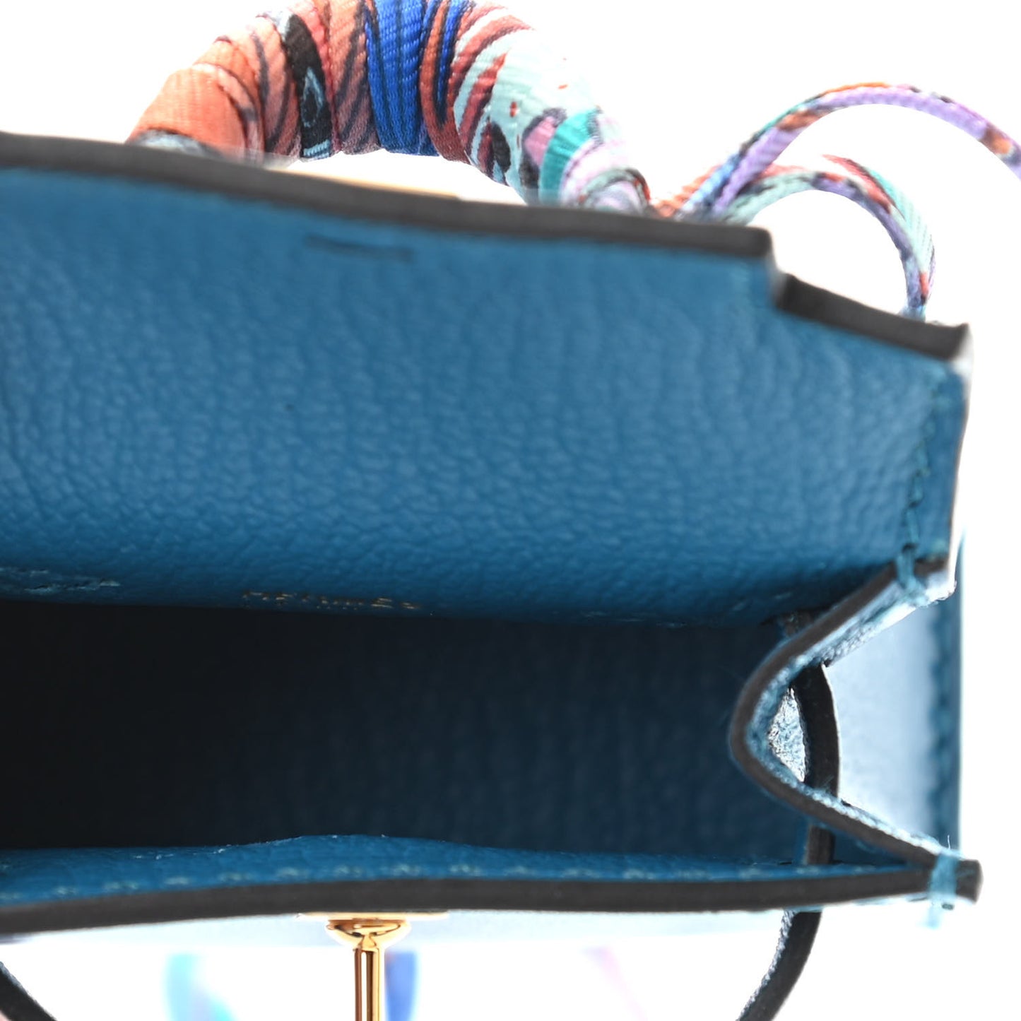 Tadelakt Mini Kelly Twilly Bag Charm Bleu Izimir