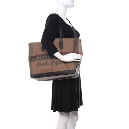 Burberry Coated Canvas Mega Check Medium Doodle Tote Black 2 of 11
