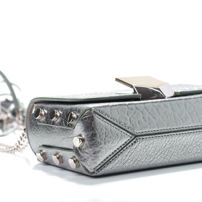 Jimmy Choo Metallic Grainy Calfskin Lockett Petite Shoulder Bag Platinum 7 of 10