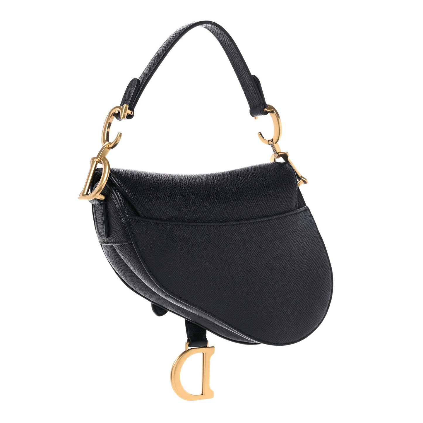 Grained Calfskin Mini Saddle Bag Black