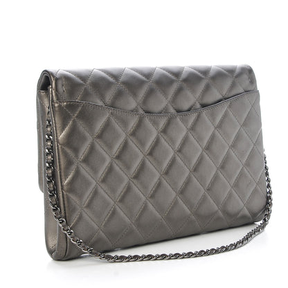 Chanel Metallic Lambskin Quilted Clutch With Chain Flap Bronze 3 of 8