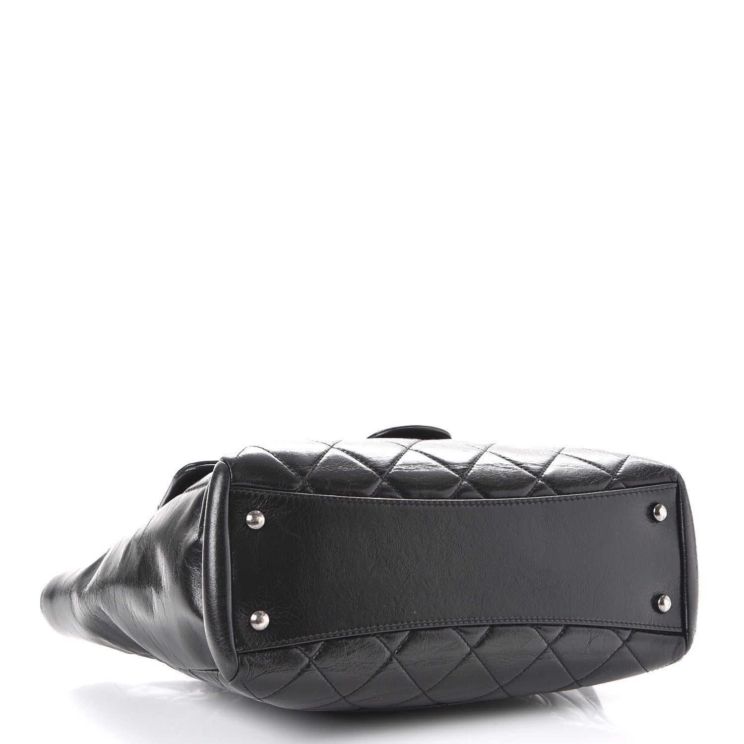 Chanel Glazed Calfskin Quilted Small Duo Color Tote Black 4 of 15