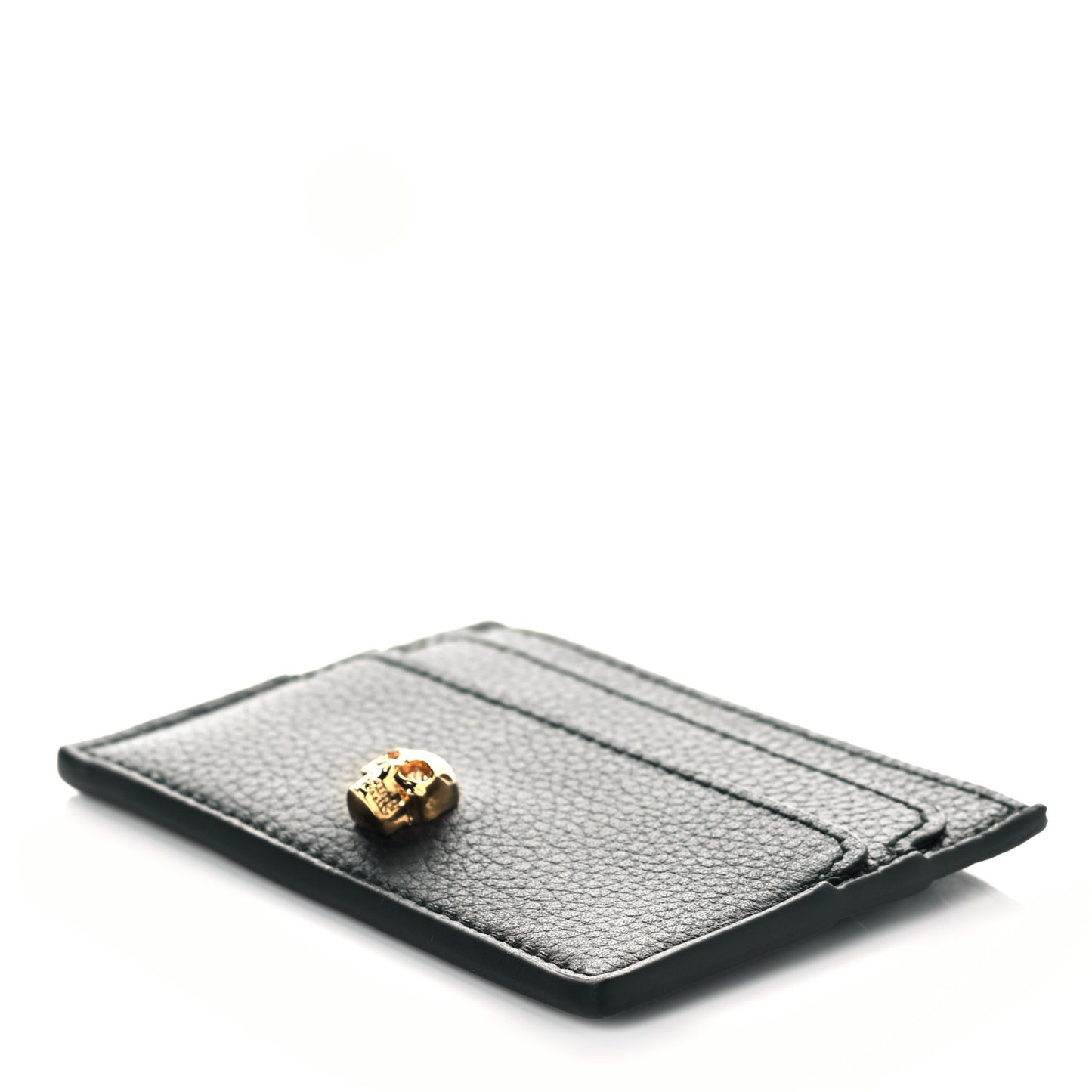 Calfskin Skull Card Holder Black