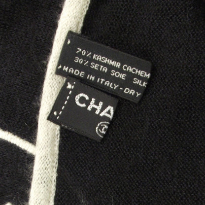 Chanel Cashmere Scarf Black White CC 6 of 7