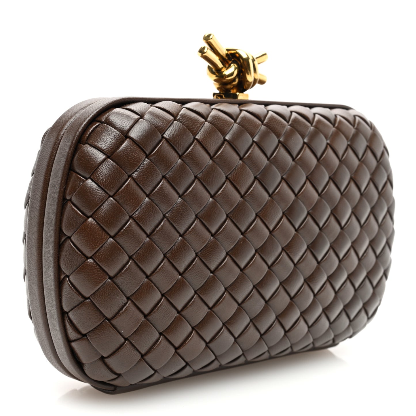 Nappa Intrecciato Knot Clutch Madder Brown