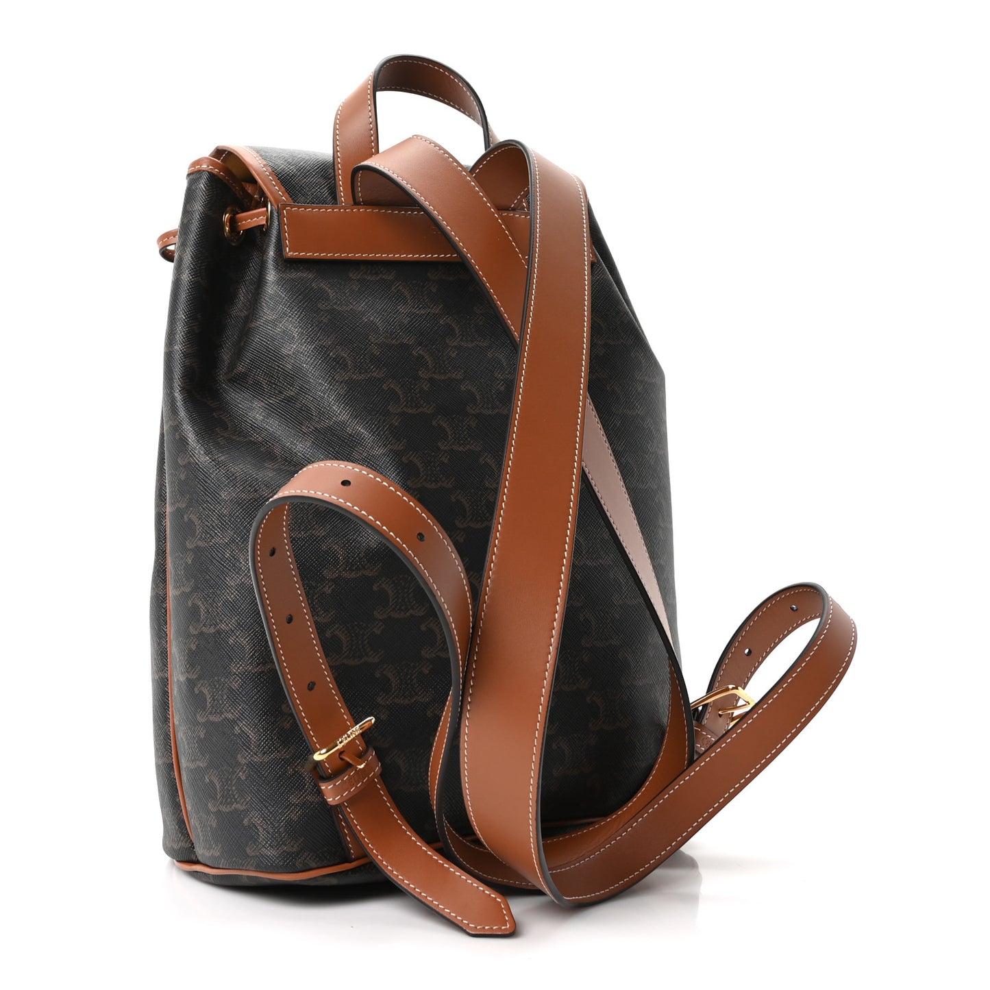 Triomphe Canvas Calfskin Folco Backpack Tan