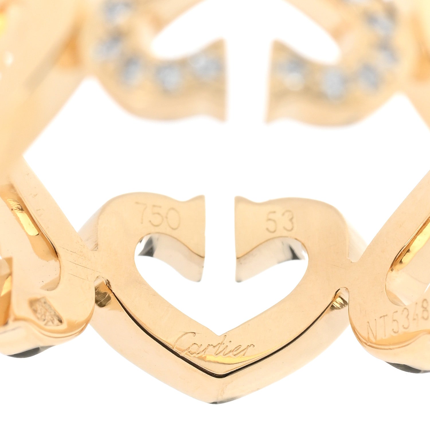 Cartier 18K Yellow Gold Diamond Hearts and Symbols Ring 53 6.25 4 of 4