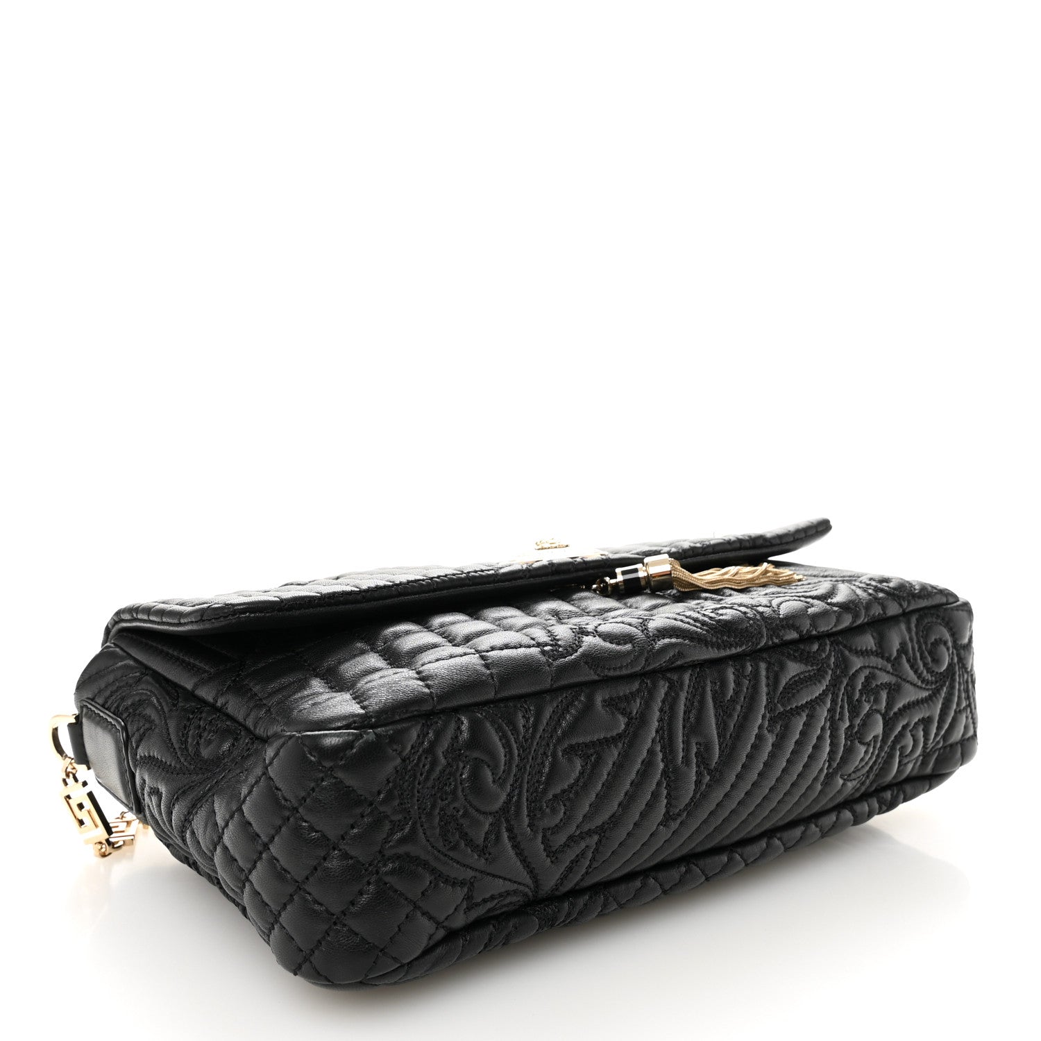 Versace Nappa Barocco Quilted Calliope Vanitas Shoulder Bag Black 4 of 10