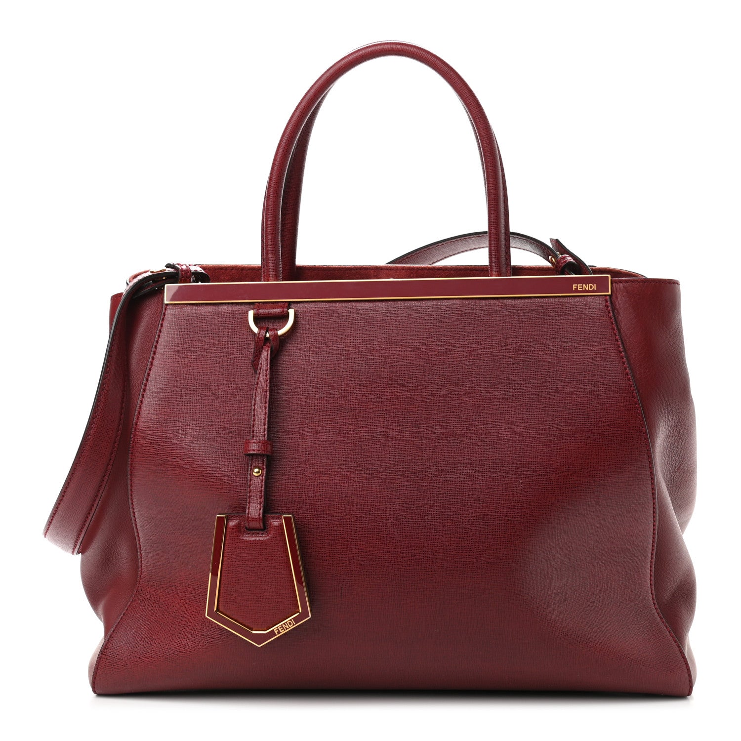 Fendi Vitello Elite Regular 2Jours Tote Rosso Scuro Ciliegia 1 of 11