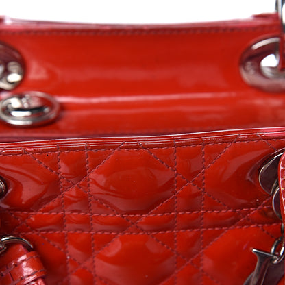 Christian Dior Patent Cannage Whipstitch Medium Lady Dior Red 17 of 28