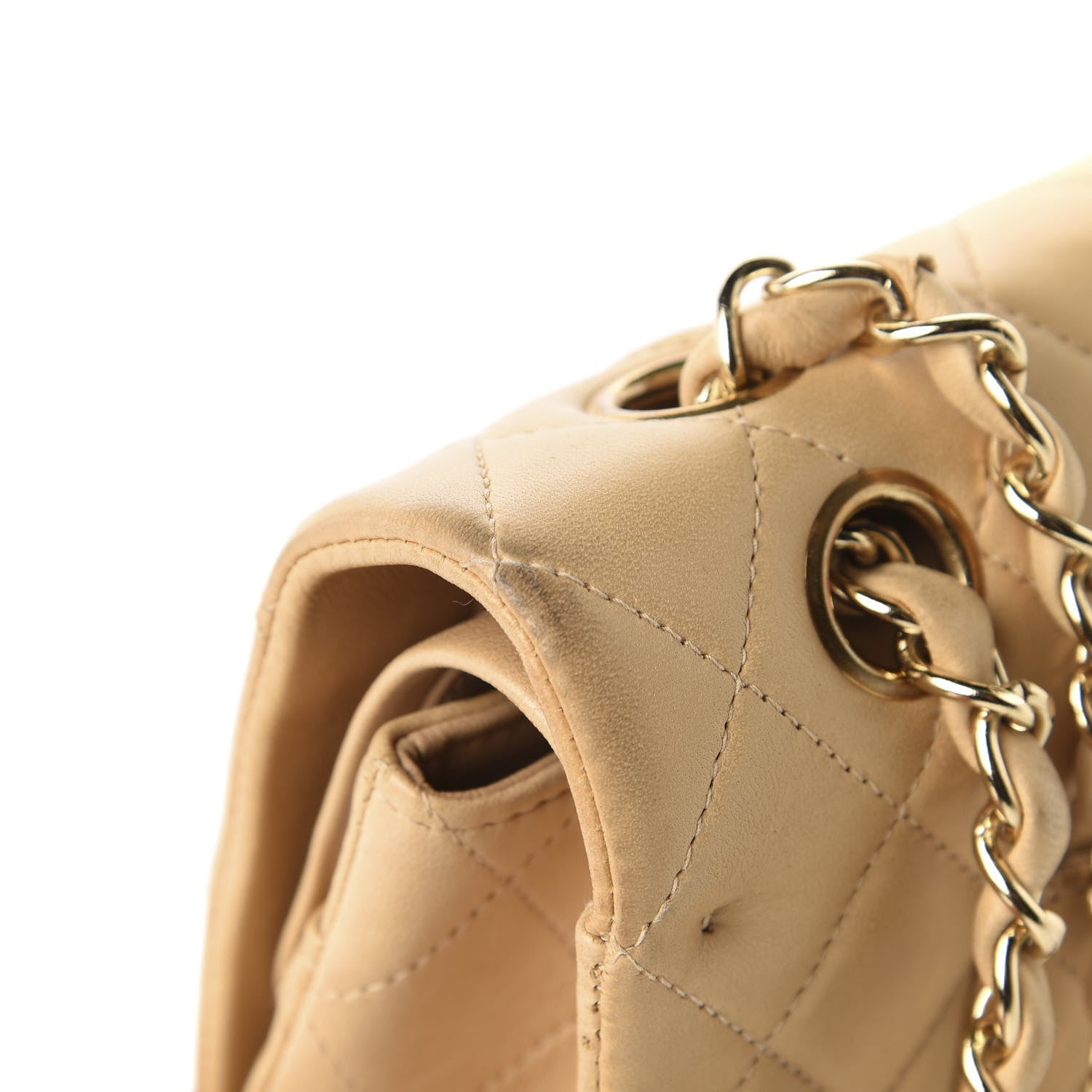 Chanel Lambskin Quilted Medium Double Flap Beige 9 of 19