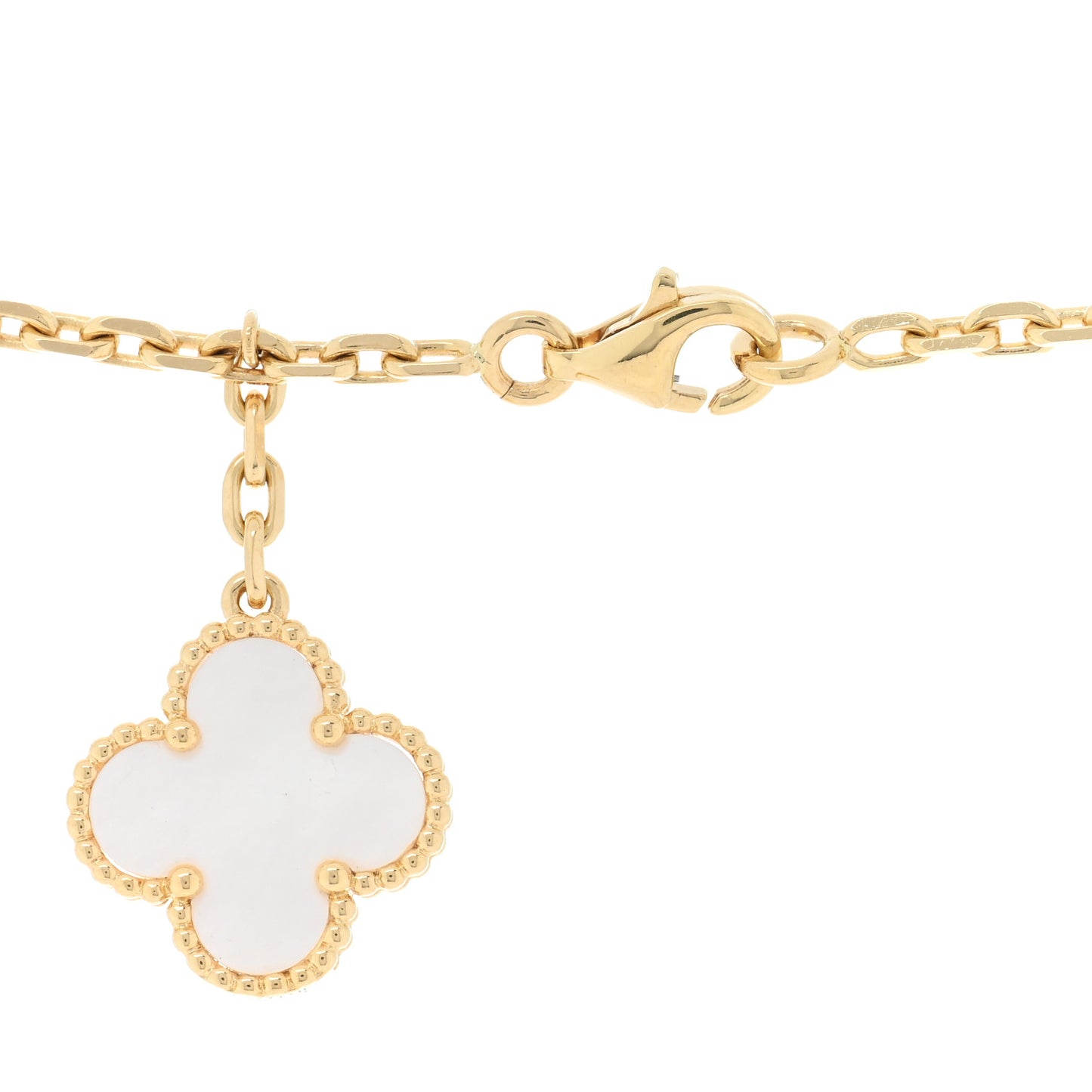 18K Yellow Gold Mother of Pearl Onyx 6 Motifs Magic Alhambra Necklace