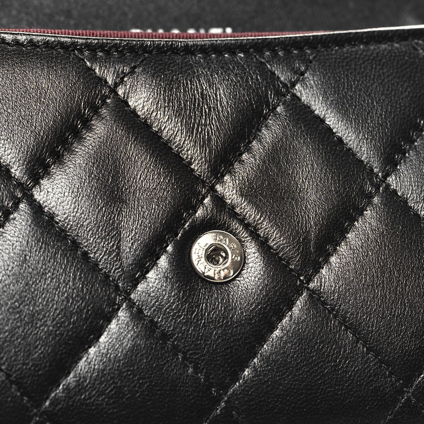 Lambskin Quilted Flap Card Holder Wallet Black