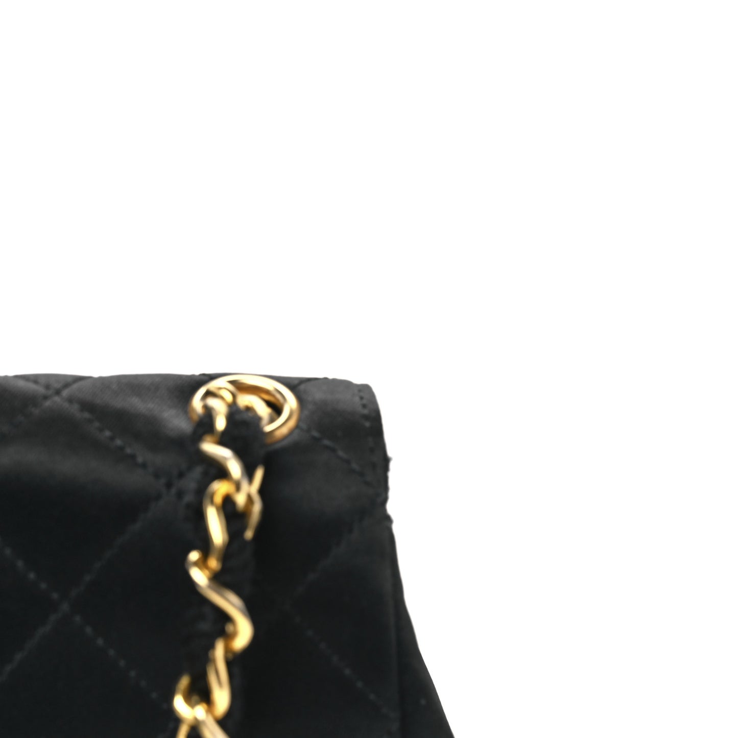 Satin Quilted Flap Black