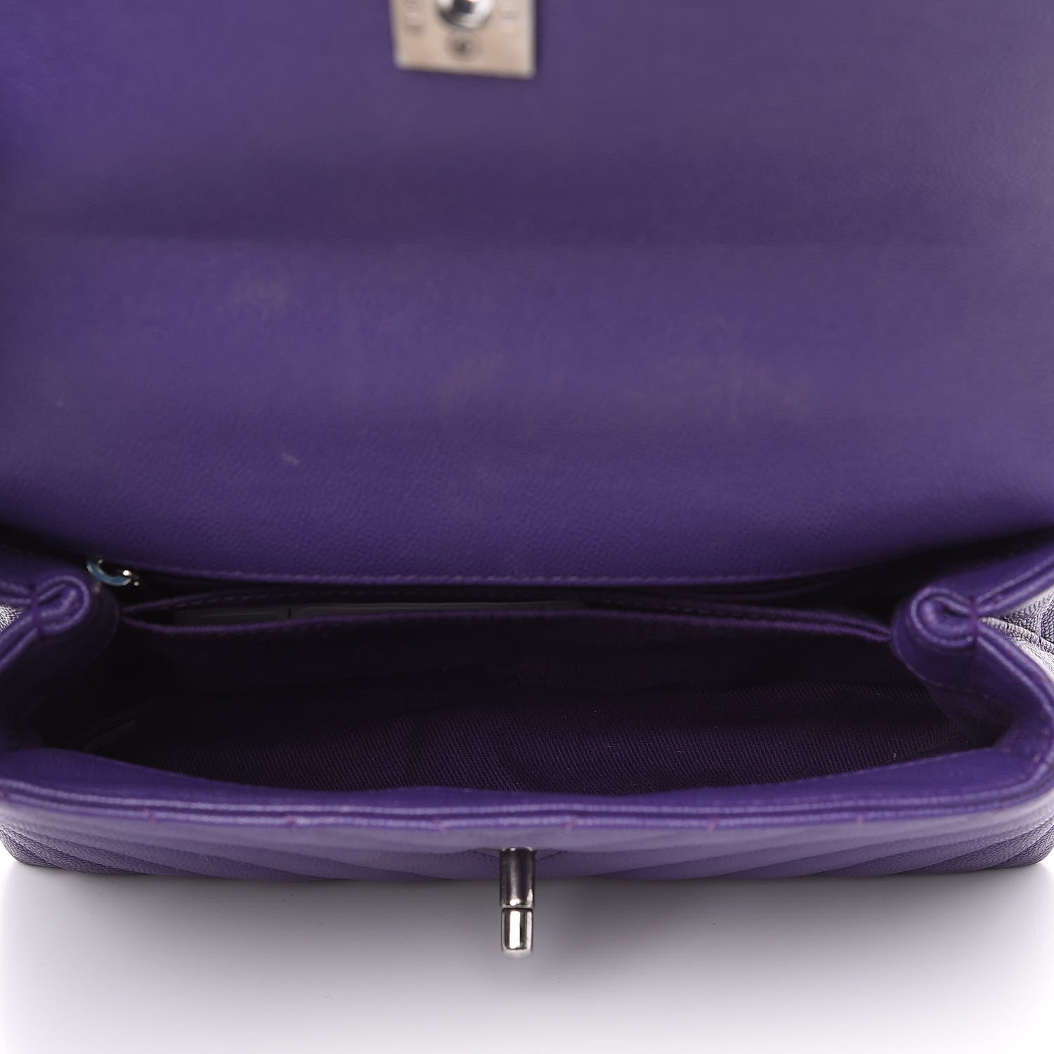 Chanel Caviar Chevron Quilted Mini Coco Handle Flap Purple 4 of 11