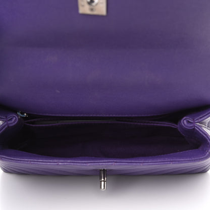 Chanel Caviar Chevron Quilted Mini Coco Handle Flap Purple 4 of 11