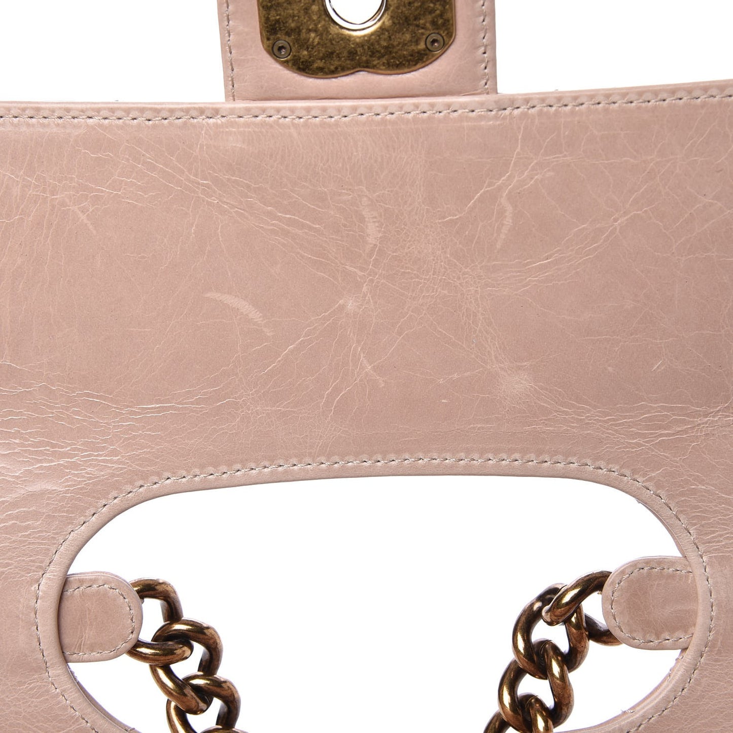 Glazed Calfskin Quilted Large Perfect Edge Flap Light Pink