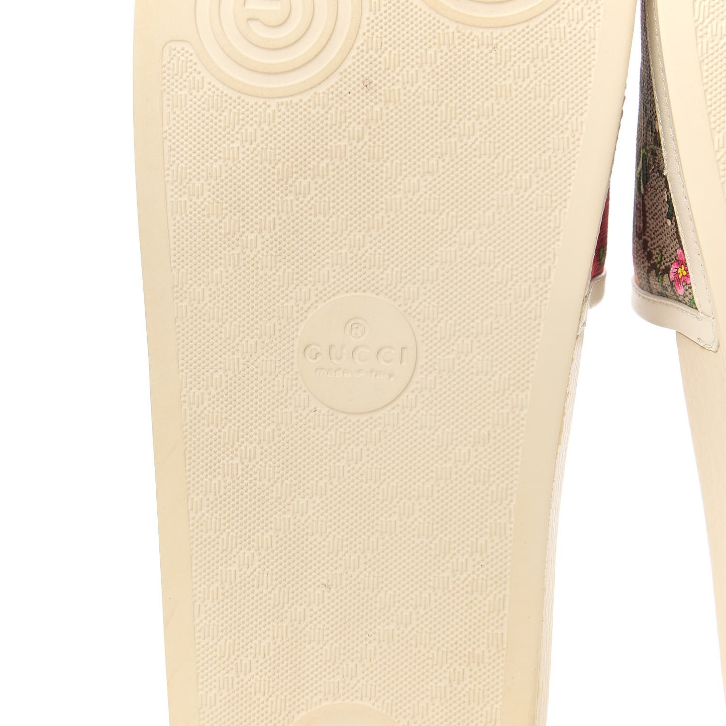 GG Supreme Monogram Flora Pursuit Slide Sandals 40 White