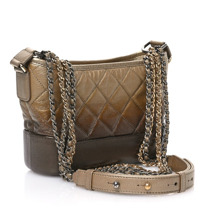 Chanel Metallic Goatskin Quilted Small Gabrielle Hobo Gold Bronze 3 of 10