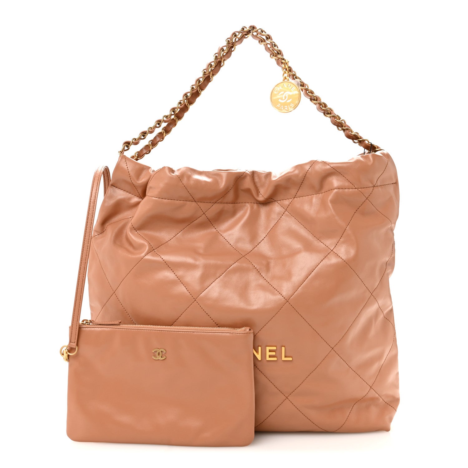 Chanel Shiny Calfskin Quilted Chanel 22 Camel 3 of 11