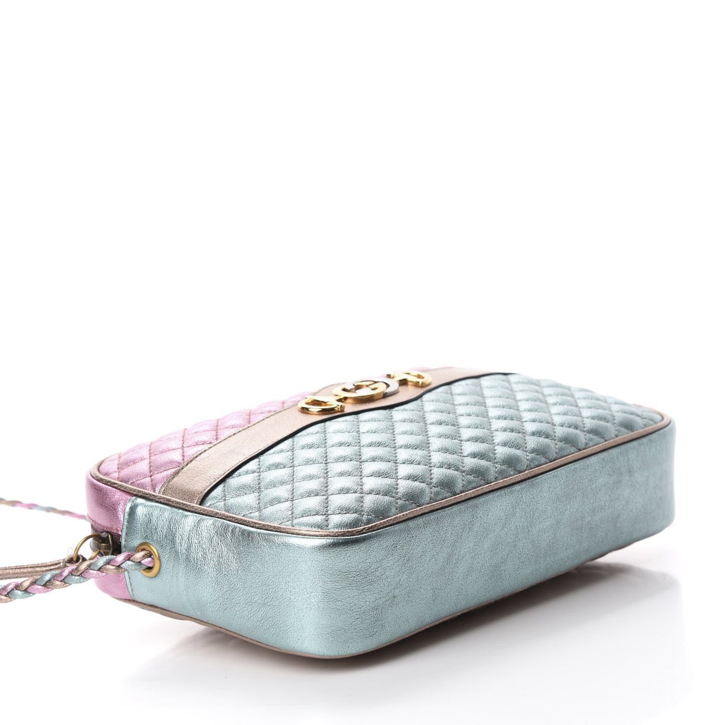 Laminated Nappa Trapuntata Small Zumi Shoulder Bag Rosa Lago Rame