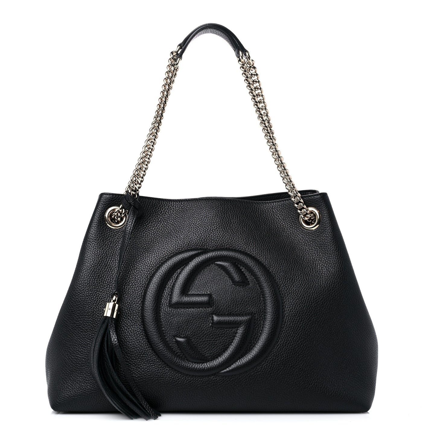Pebbled Calfskin Medium Soho Chain Shoulder Bag Black