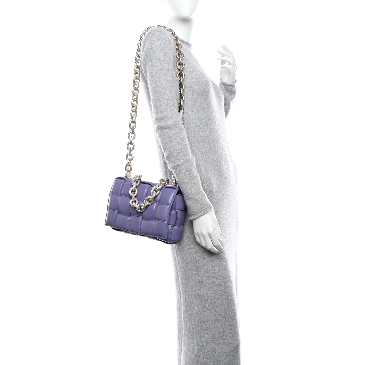 Lambskin Maxi Intreccio Padded Chain Cassette Crossbody Bag Lavender