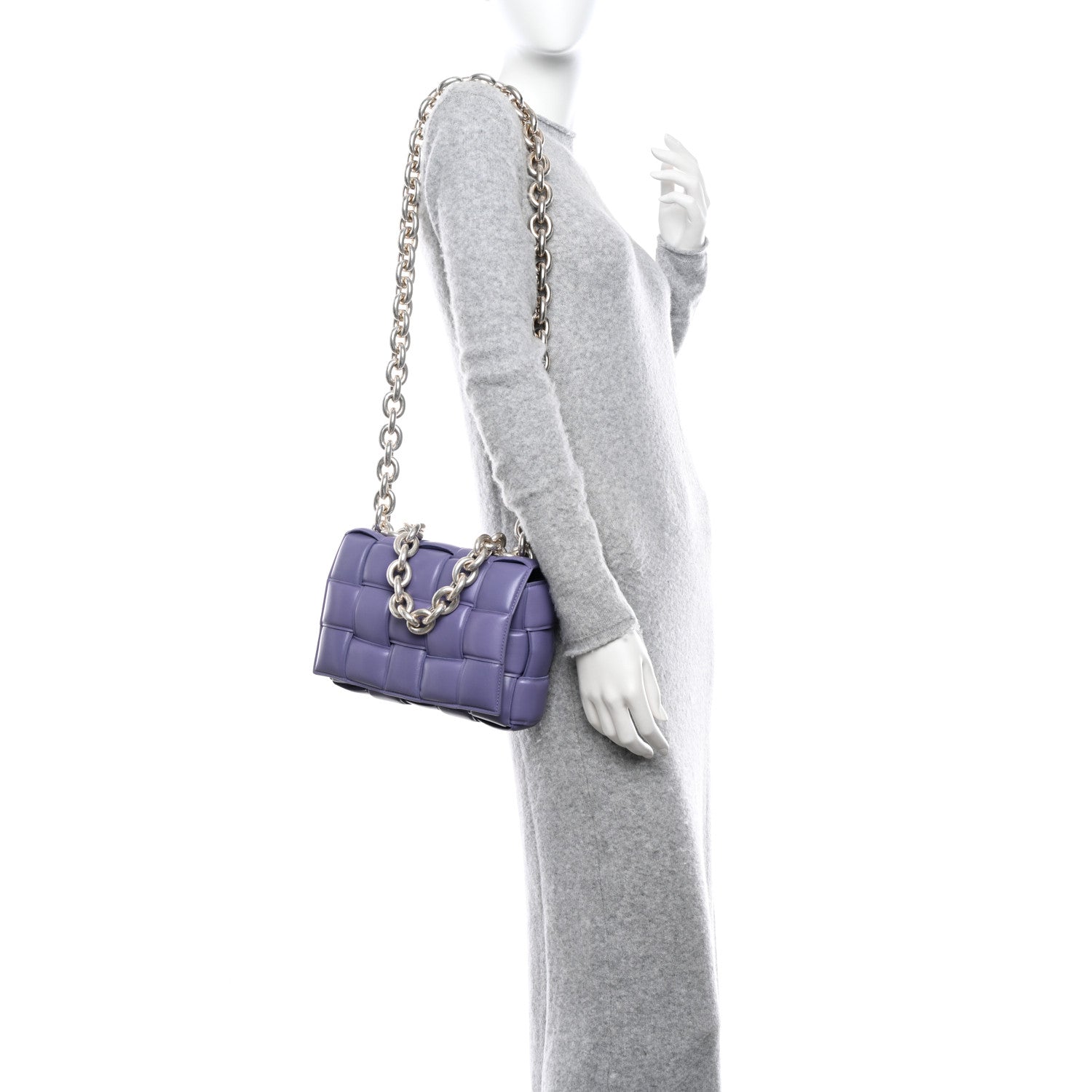 Bottega Veneta Lambskin Maxi Intreccio Padded Chain Cassette Crossbody Bag Lavender 2 of 11