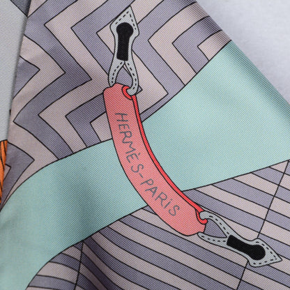 Hermes Silk Bouquets Selliers Maxi Twilly Gris Orange Vert d'Eau 5 of 5