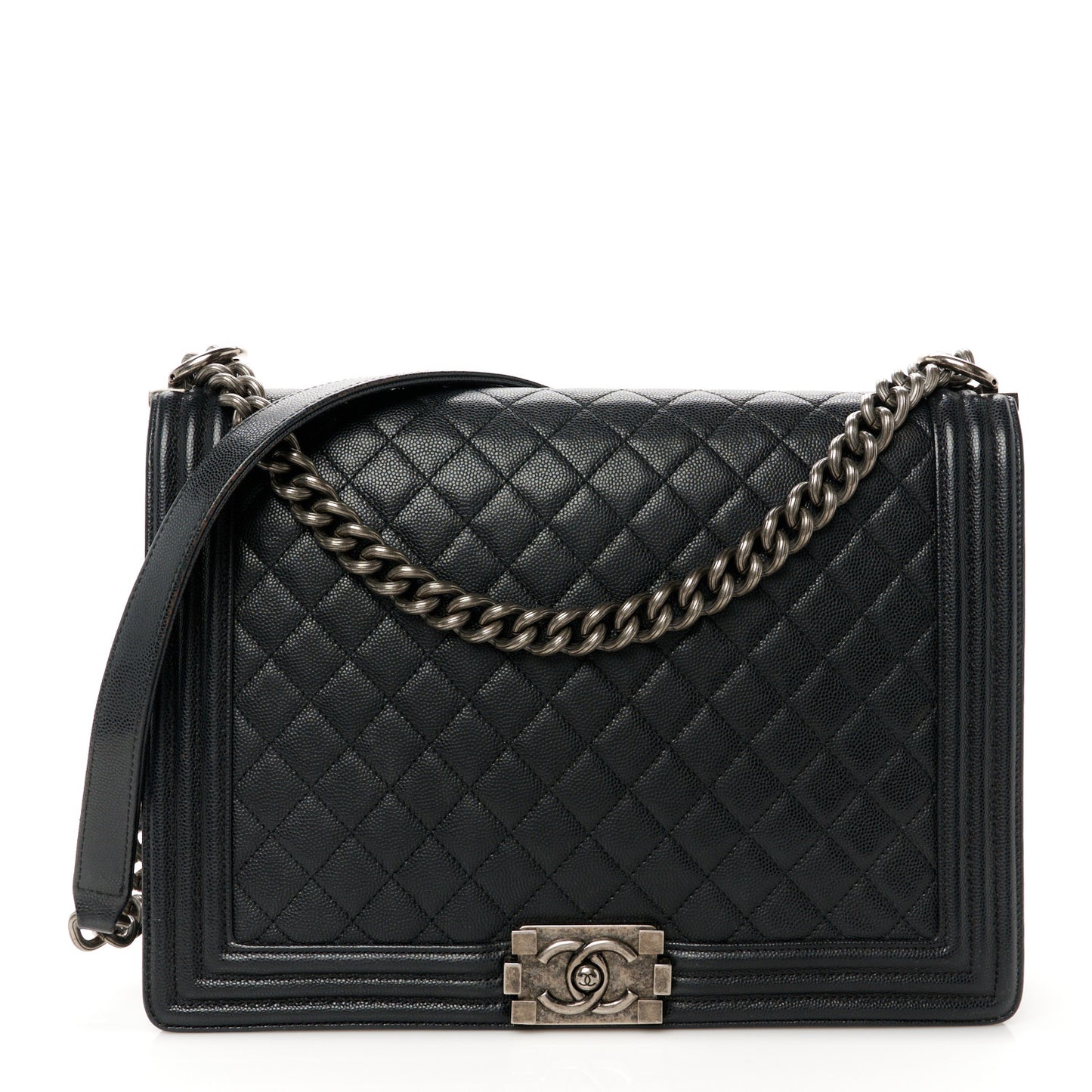 Caviar Quilted Large Boy Flap Black