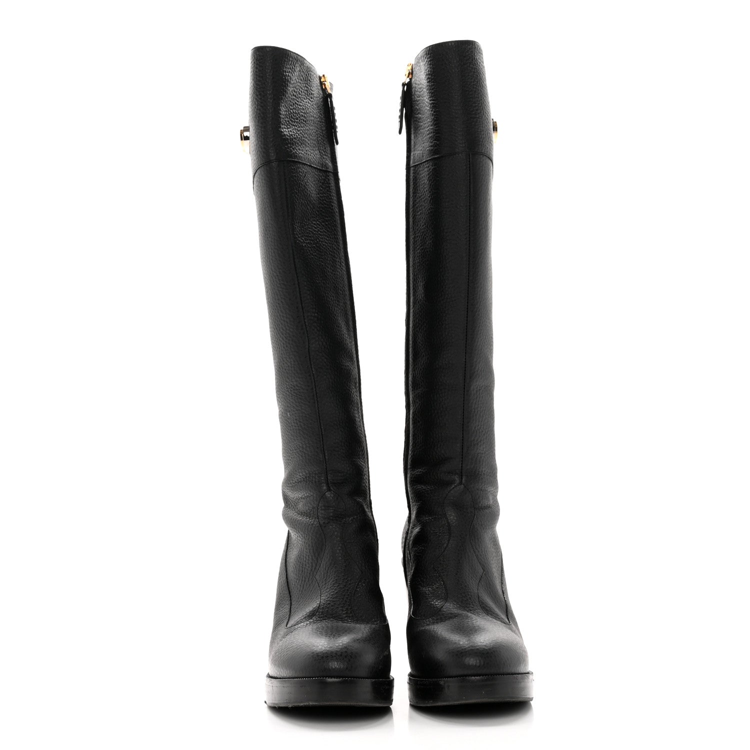 Gucci Austin Calfskin Interlocking G Knee High Boots 37 Black 2 of 26