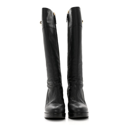 Gucci Austin Calfskin Interlocking G Knee High Boots 37 Black 2 of 26