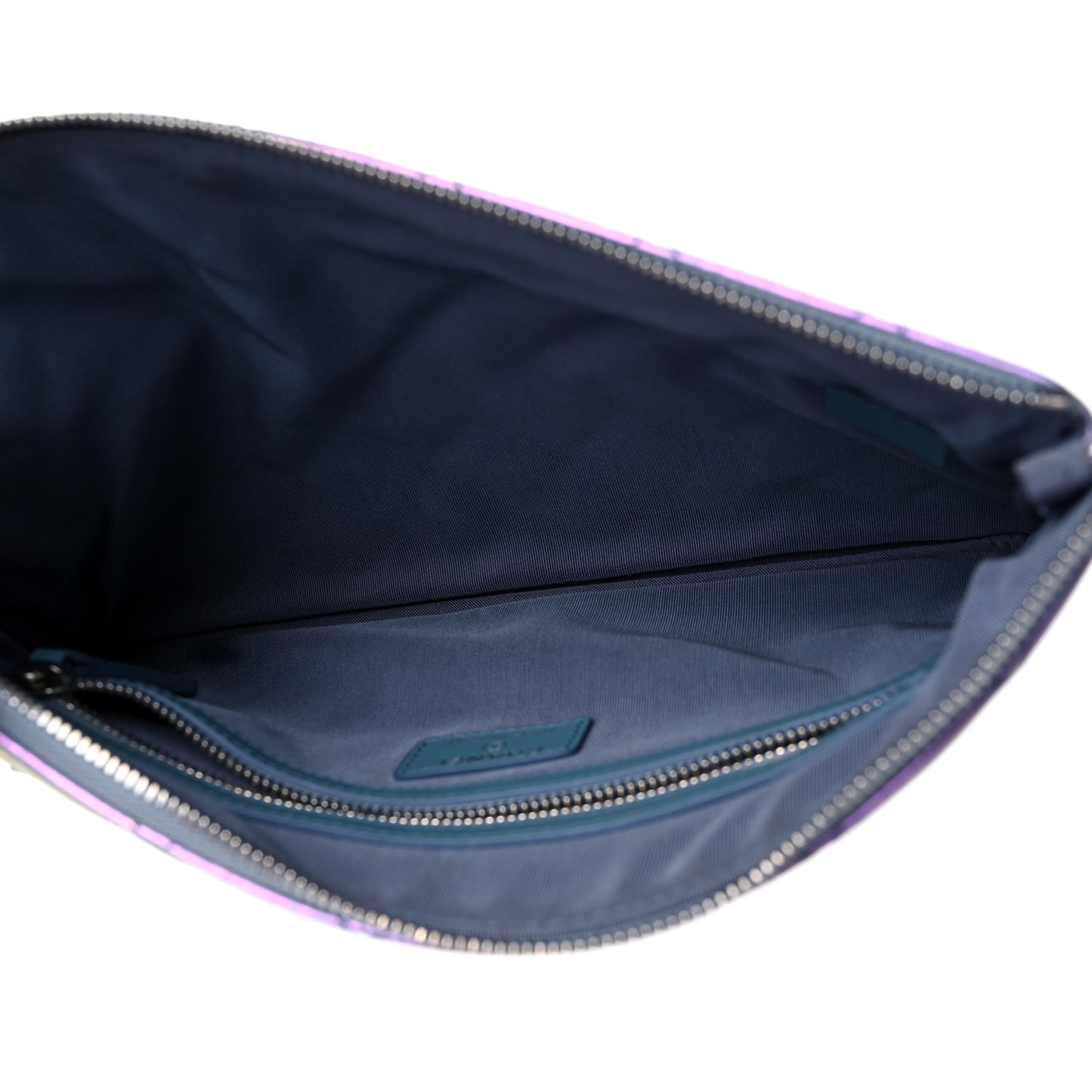 Iridescent Crumpled Calfskin CC Ripples Medium Cosmetic Case Purple