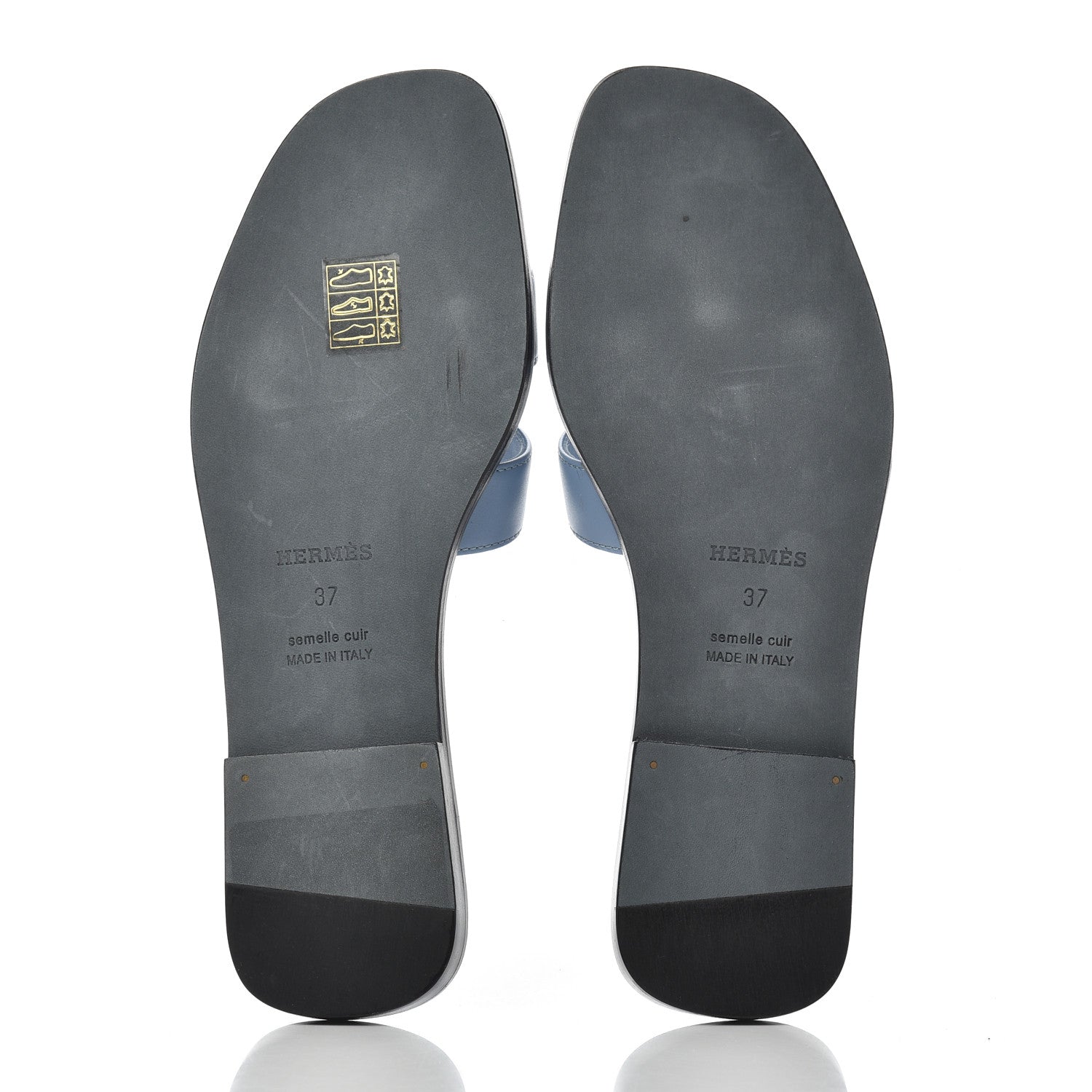 Hermes Calfskin Oran Sandals 37 Bleu Bleuet 5 of 15