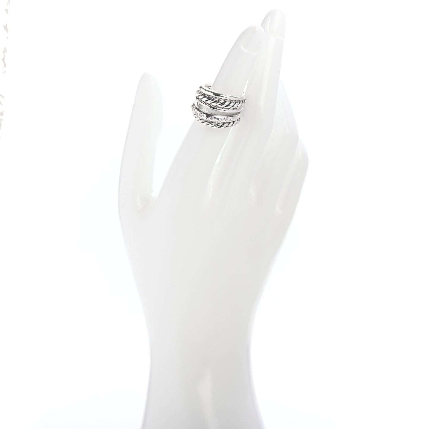 Sterling Silver Diamond 16mm Pure Form Stacked Ring 52 6
