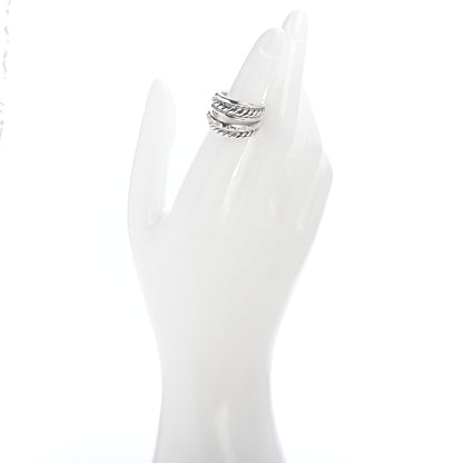 David Yurman Sterling Silver Diamond 16mm Pure Form Stacked Ring 52 6 2 of 4