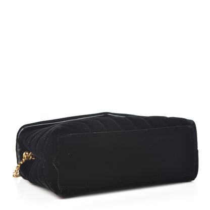 Saint Laurent Velvet Y Quilted Monogram Small Loulou Chain Satchel Black 4 of 11