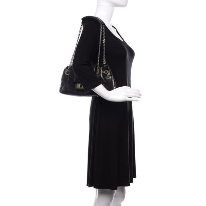 Chanel Metallic Calfskin Perforated Drill Accordion Flap Black 2 of 10