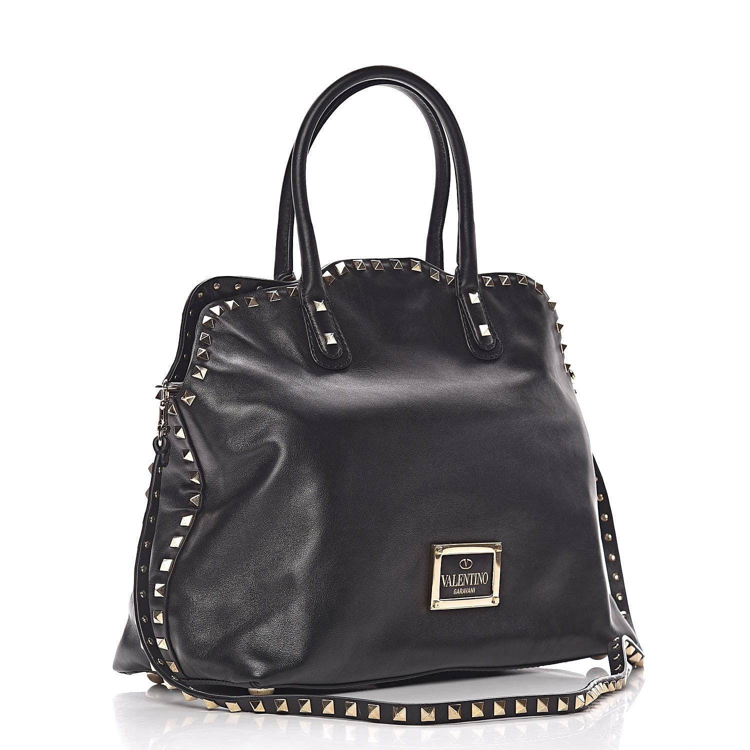 Valentino Garavani Vitello Rockstud Dome Satchel Black 3 of 10