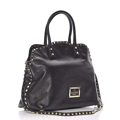 Valentino Garavani Vitello Rockstud Dome Satchel Black 3 of 10