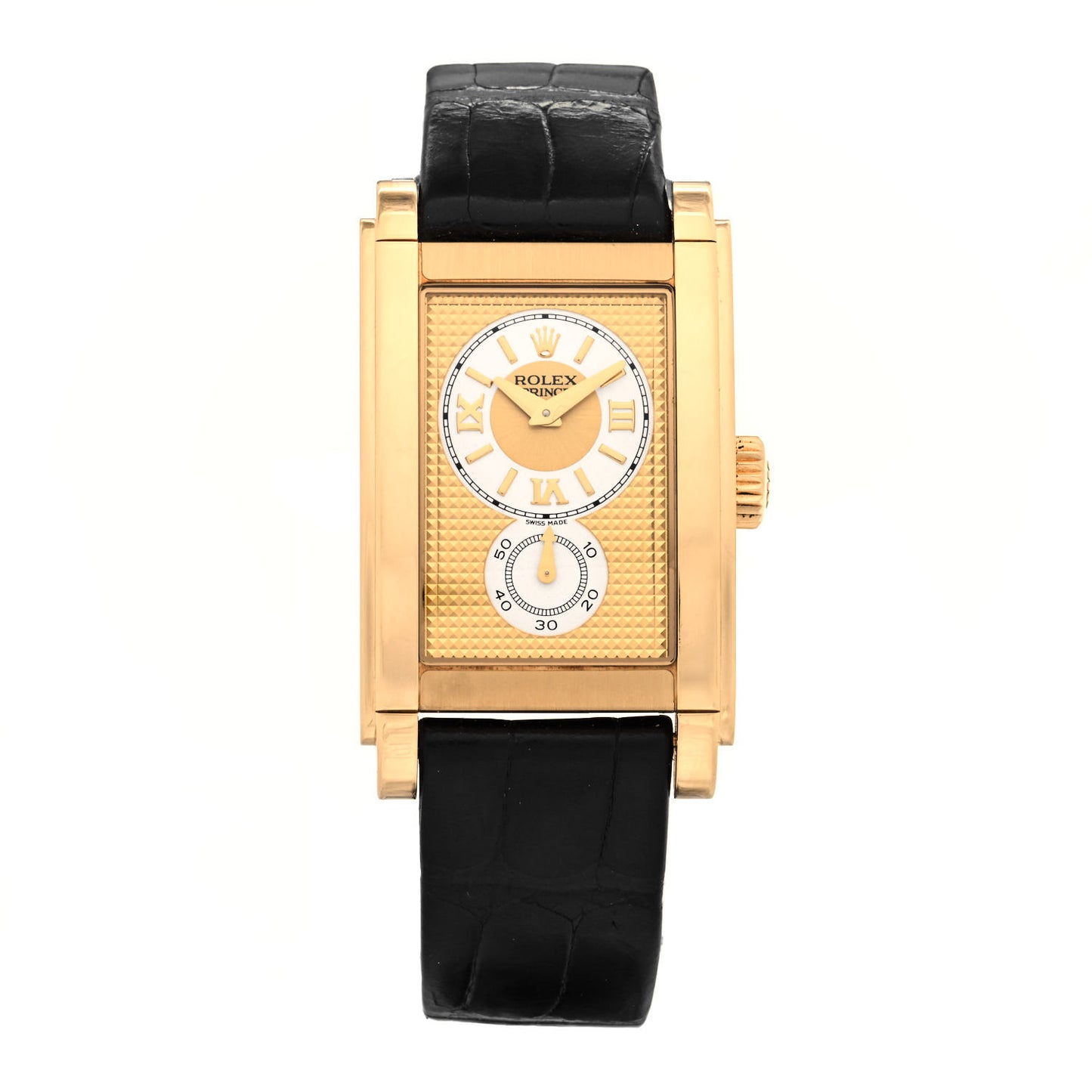 18K Yellow Gold Alligator 28mm Cellini Prince Manual Winding Watch 5440/8
