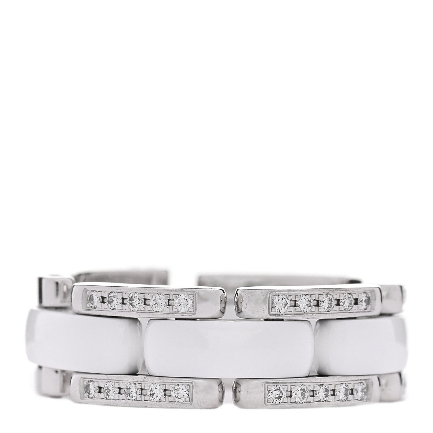 Chanel 18K White Gold Ceramic Diamond Medium Ultra Ring White 50 5.5 1 of 4