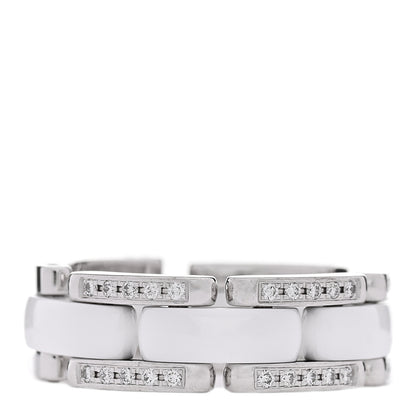 Chanel 18K White Gold Ceramic Diamond Medium Ultra Ring White 50 5.5 1 of 4