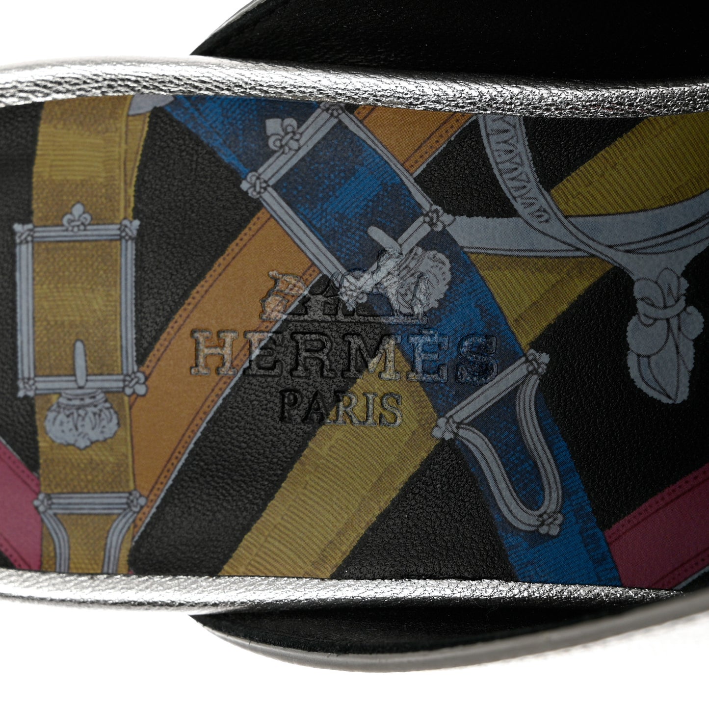 Metallic Goatskin Rivoli Mules 36 Gris Argente